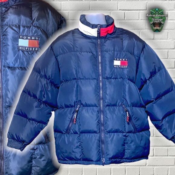 VINTAGE 1990’s Tommy Hilfiger Down Puffer Gorpcore Style Parka Jacket, XL - Picture 1 of 15